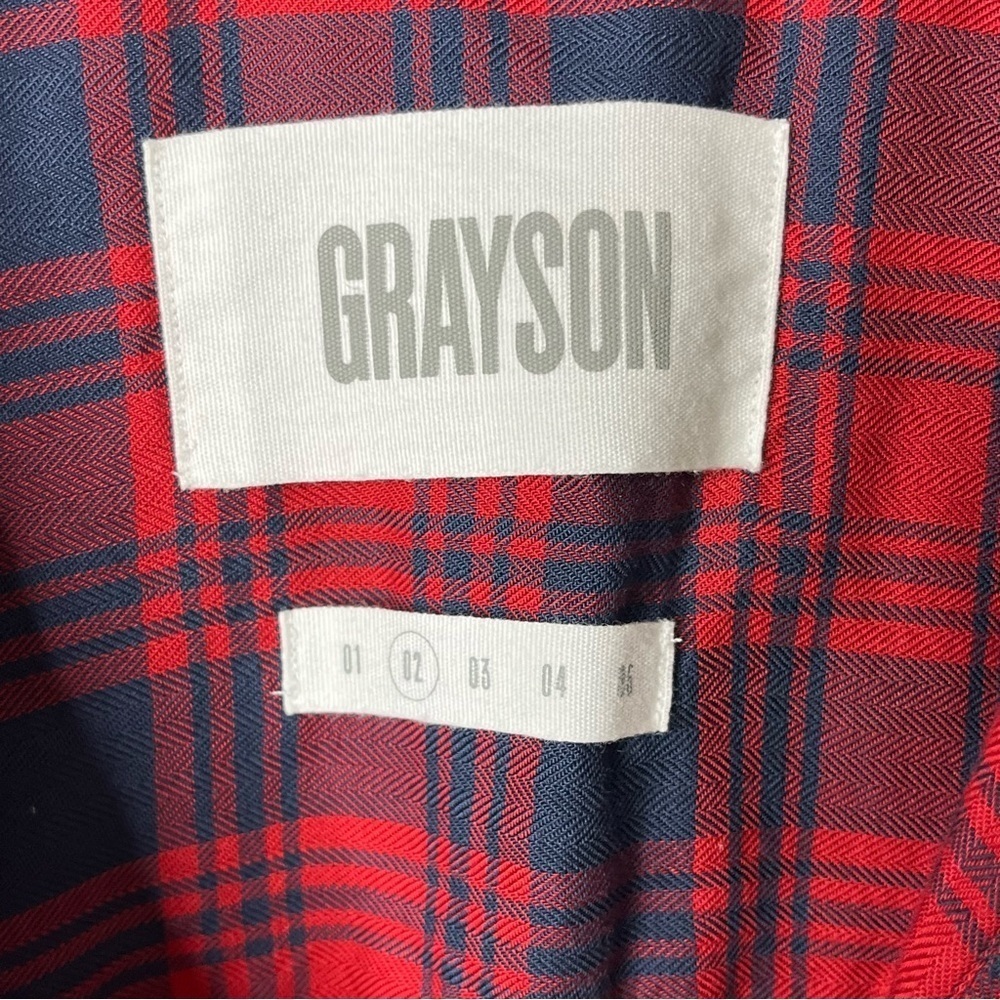Grayson The Artist Short Sleeve Shirt Plaid Button Front Size 2 Red Blue - Picture 4 of 7